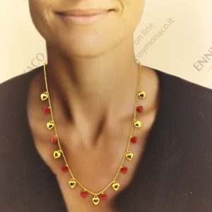COLLANA SERPENTINA LONGHETTE CUORI SMALTATI