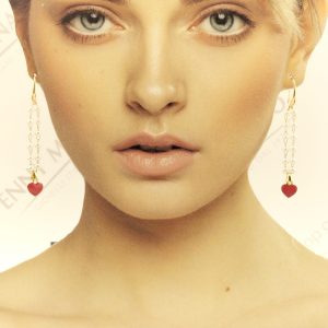 ORECCHINI RESINPEARL 4MM INCATENATE CUORE SMALTO