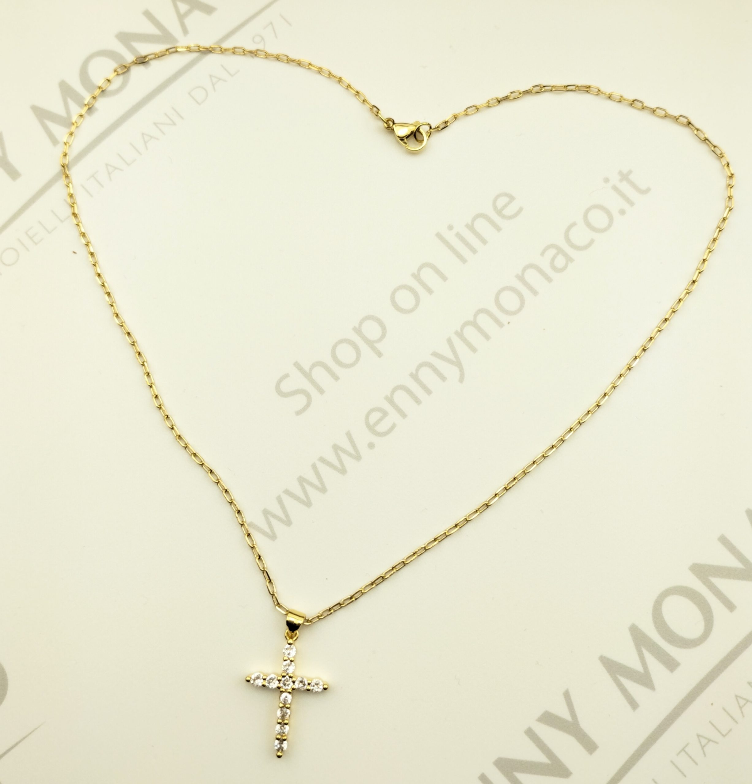 collana croce resinpearl 11 cubic zircon