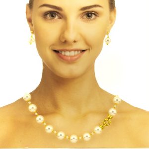 girocollo resinpearl 14mm fermaglio lega orafa dorata