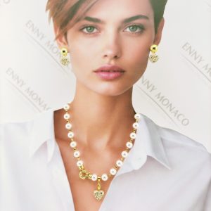 collana sunpearl 10 mm cuore lega orafa