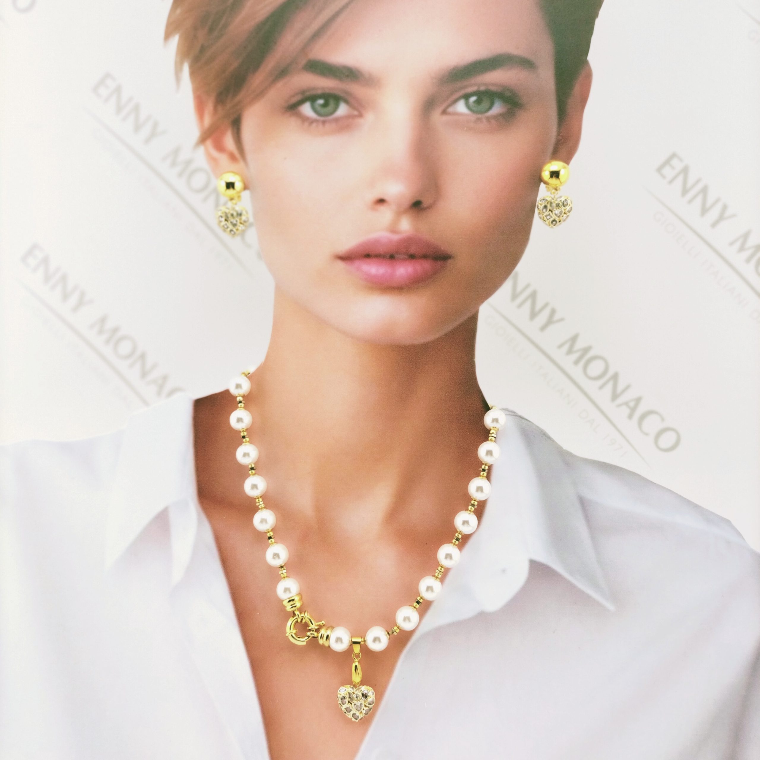COLLANA SUNPEARL 10 MM CUORE LEGA ORAFA COLLANA SUNPEARL 10 MM CUORE LEGA ORAFA