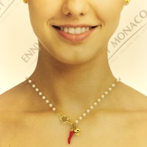 COLLANA RESINPEARL INCATENATE CUORE CORNETTO SMALTATO