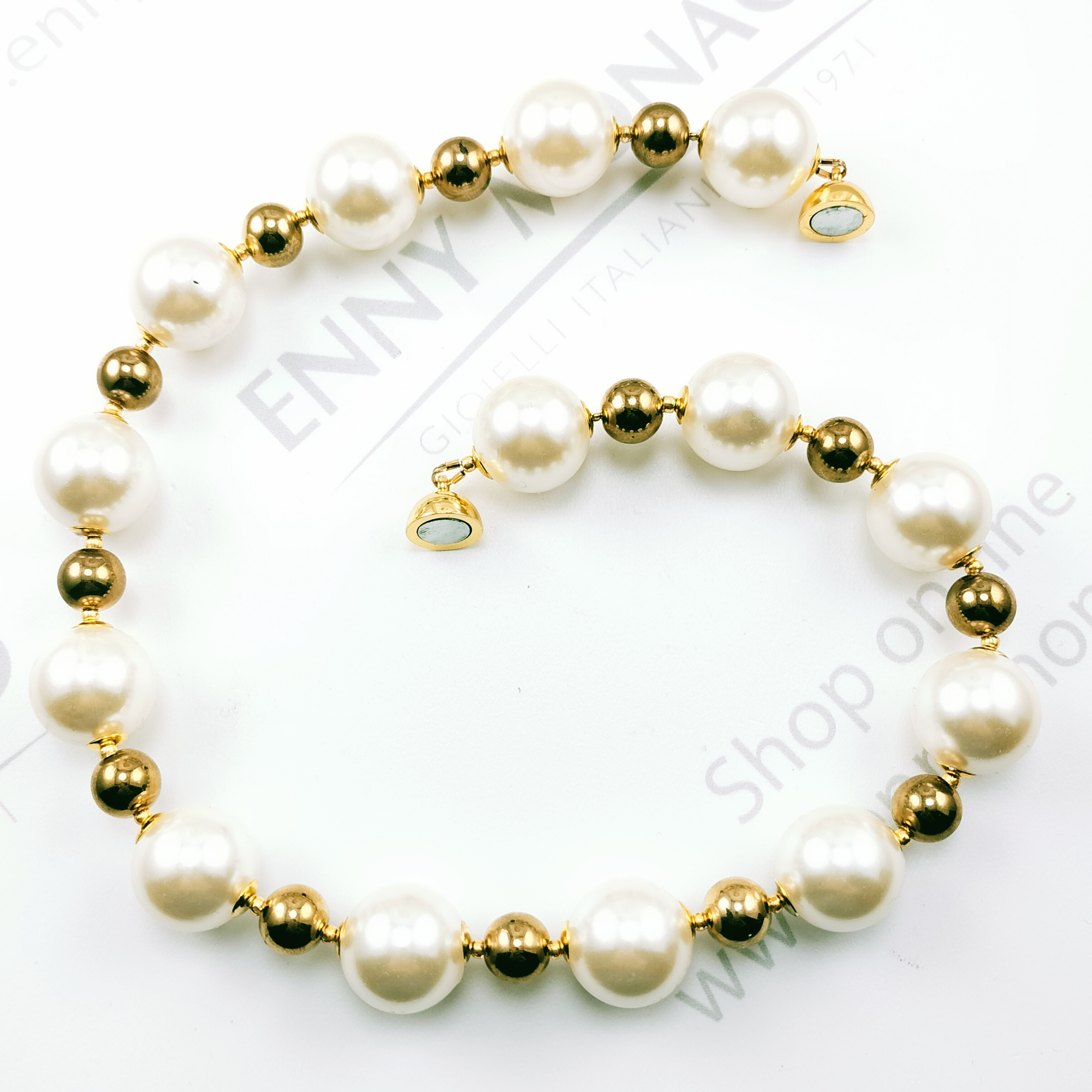 girocollo resinpearl 18mm boule resina dorata 10/mm