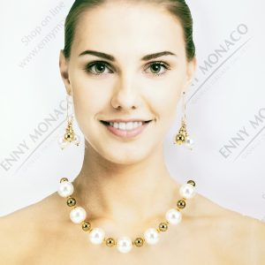 girocollo resinpearl 18mm boule resina dorata 10/mm