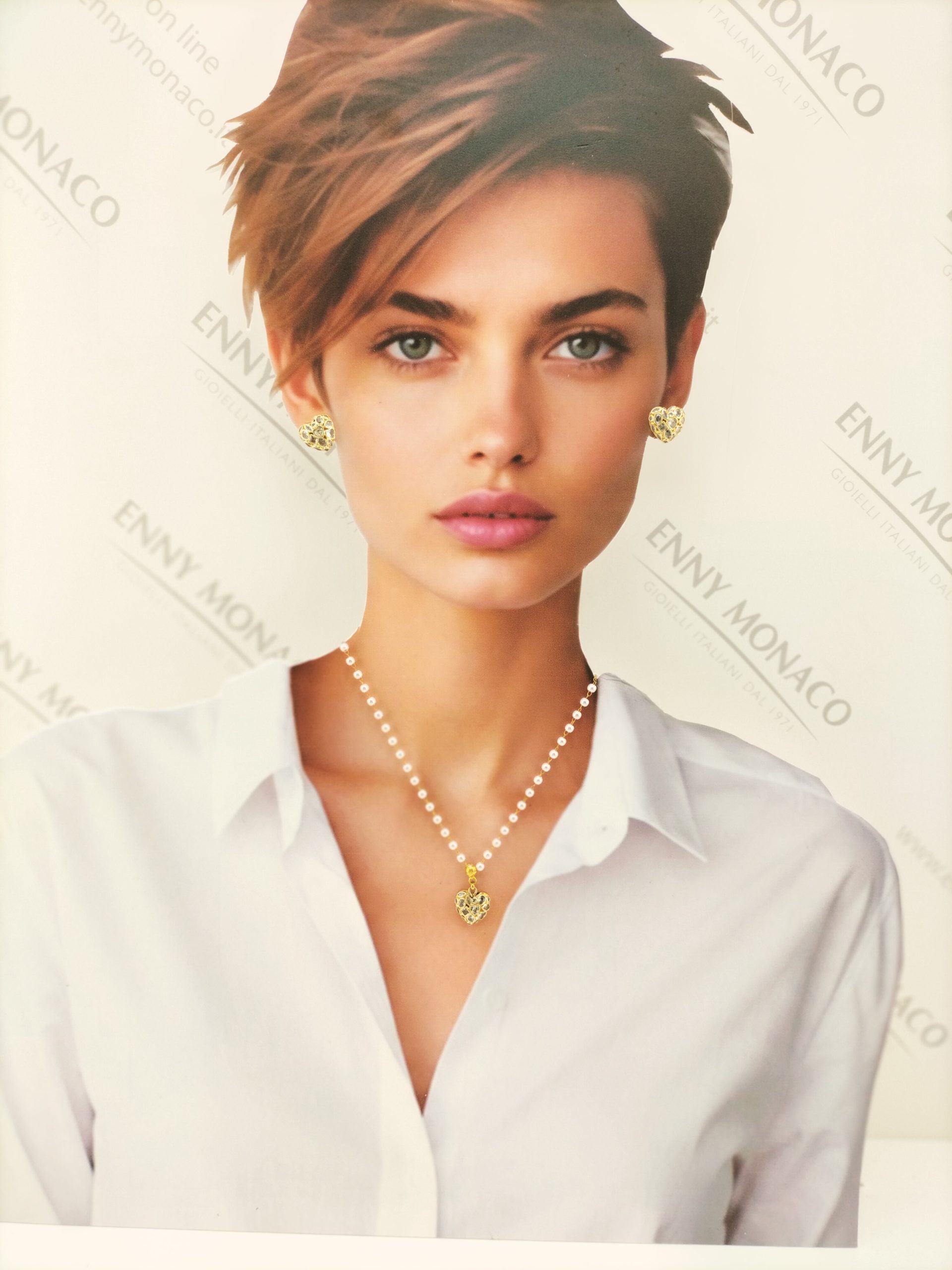 COLLANA CUORE CRISTALLI CATENA RESINPEARL 4mm COLLANA CUORE CRISTALLI CATENA RESINPEARL 4mm