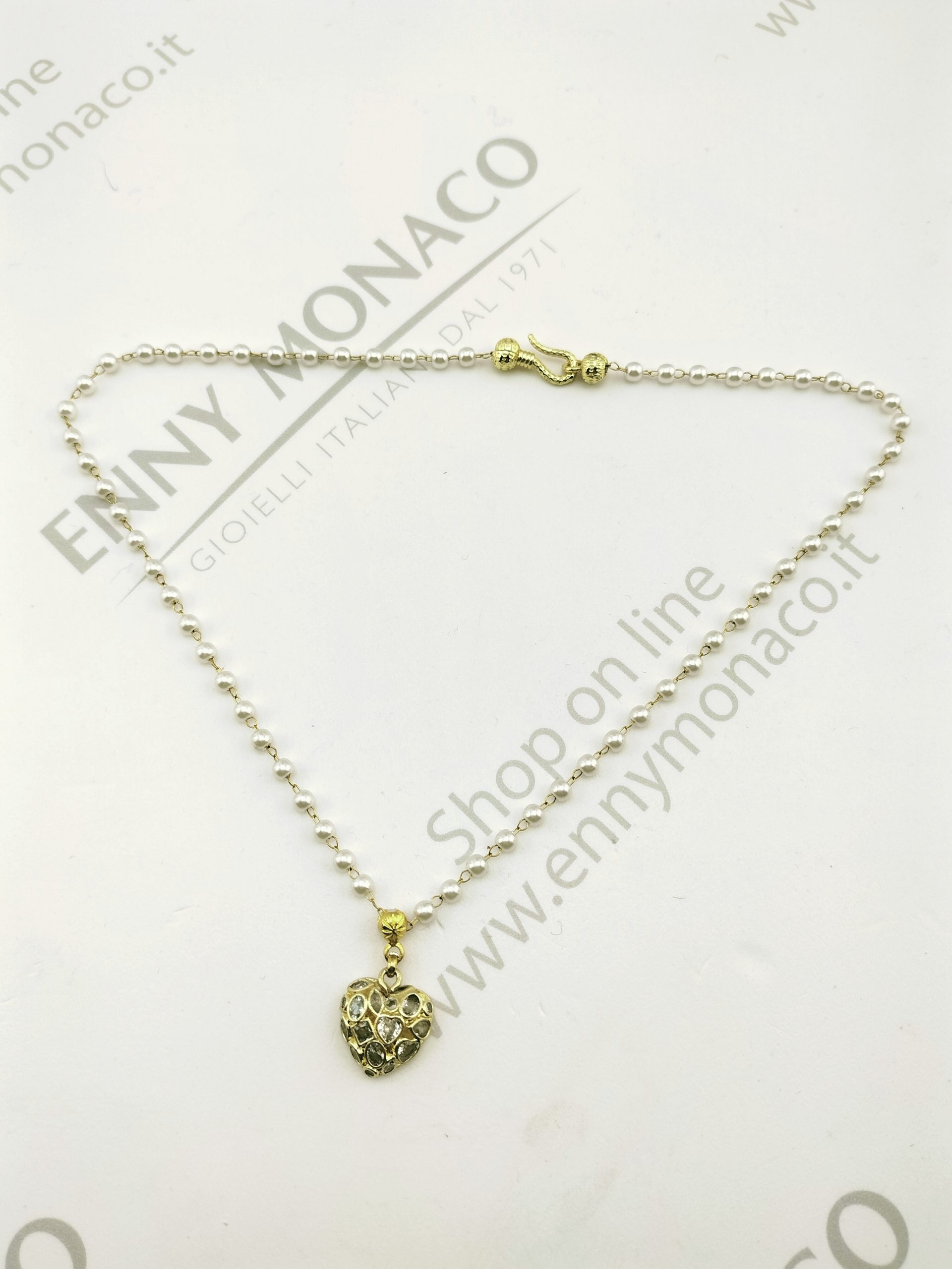 collana cuore cristalli catena resinpearl 4mm