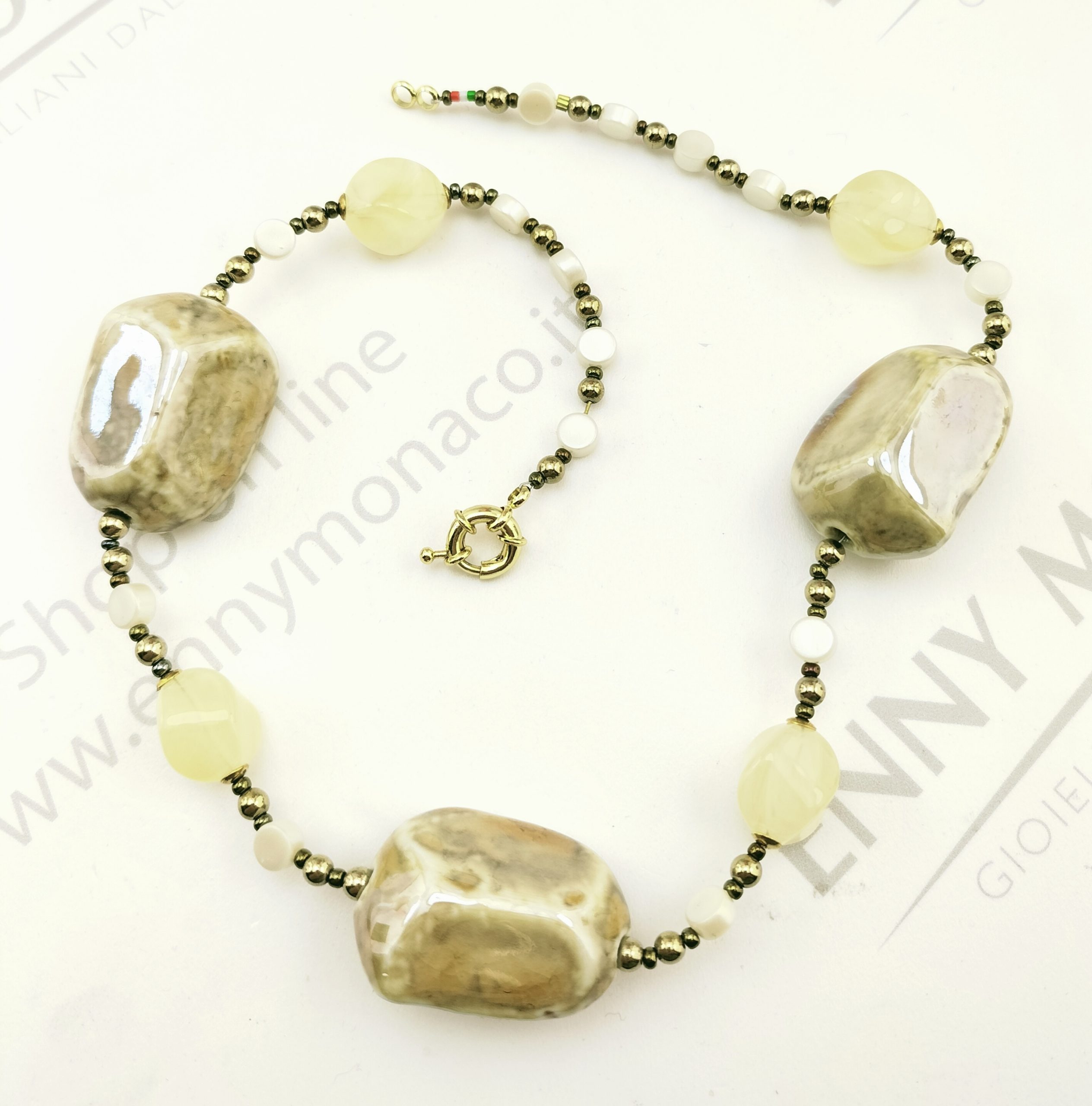 collana 3 ceramiche sabbia girocollo