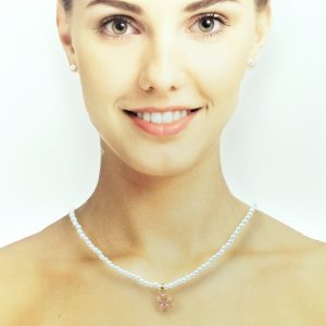 girocollo resinpearl fiore smaltato rosa
