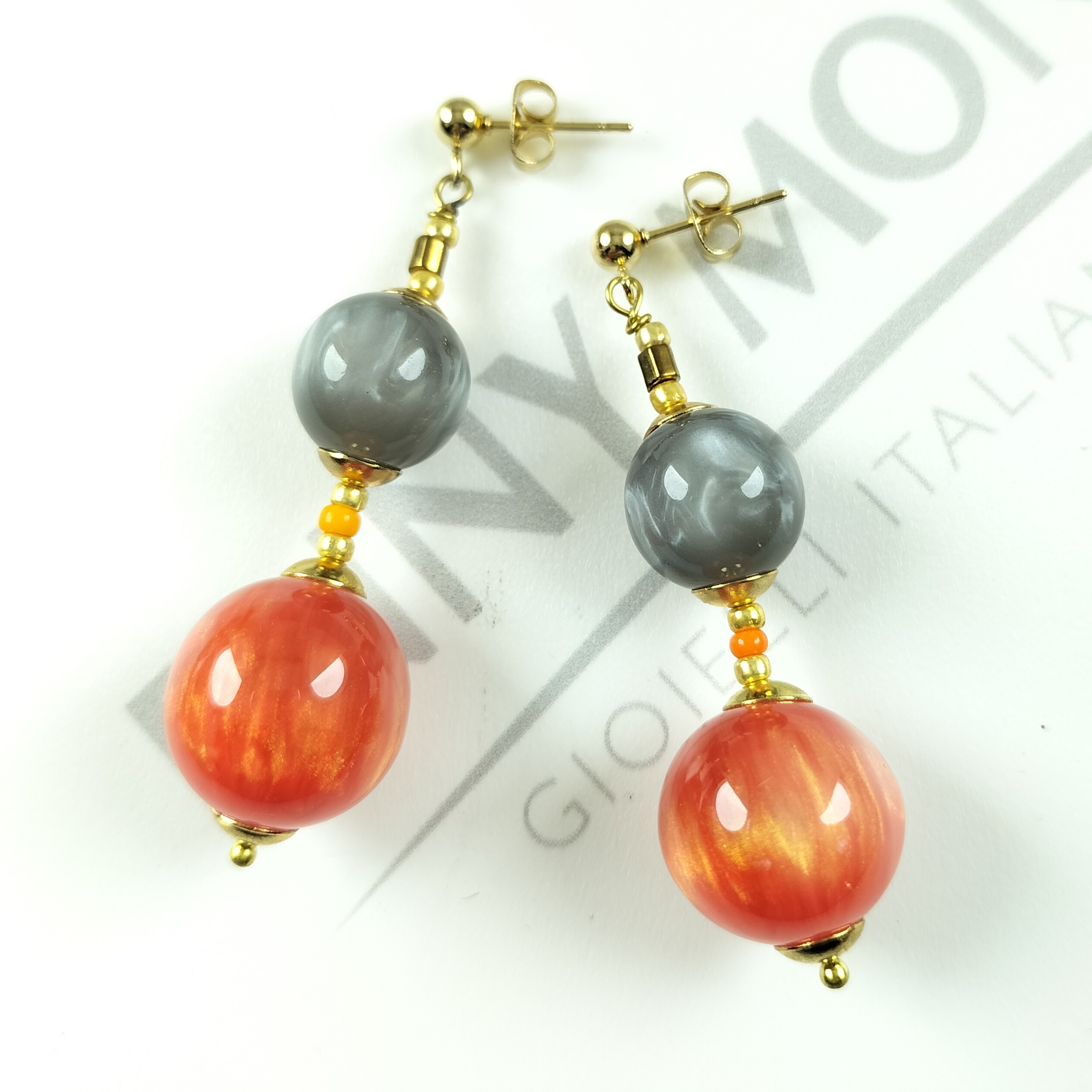 orecchini resinplex arancio tarocco resinplex grigio