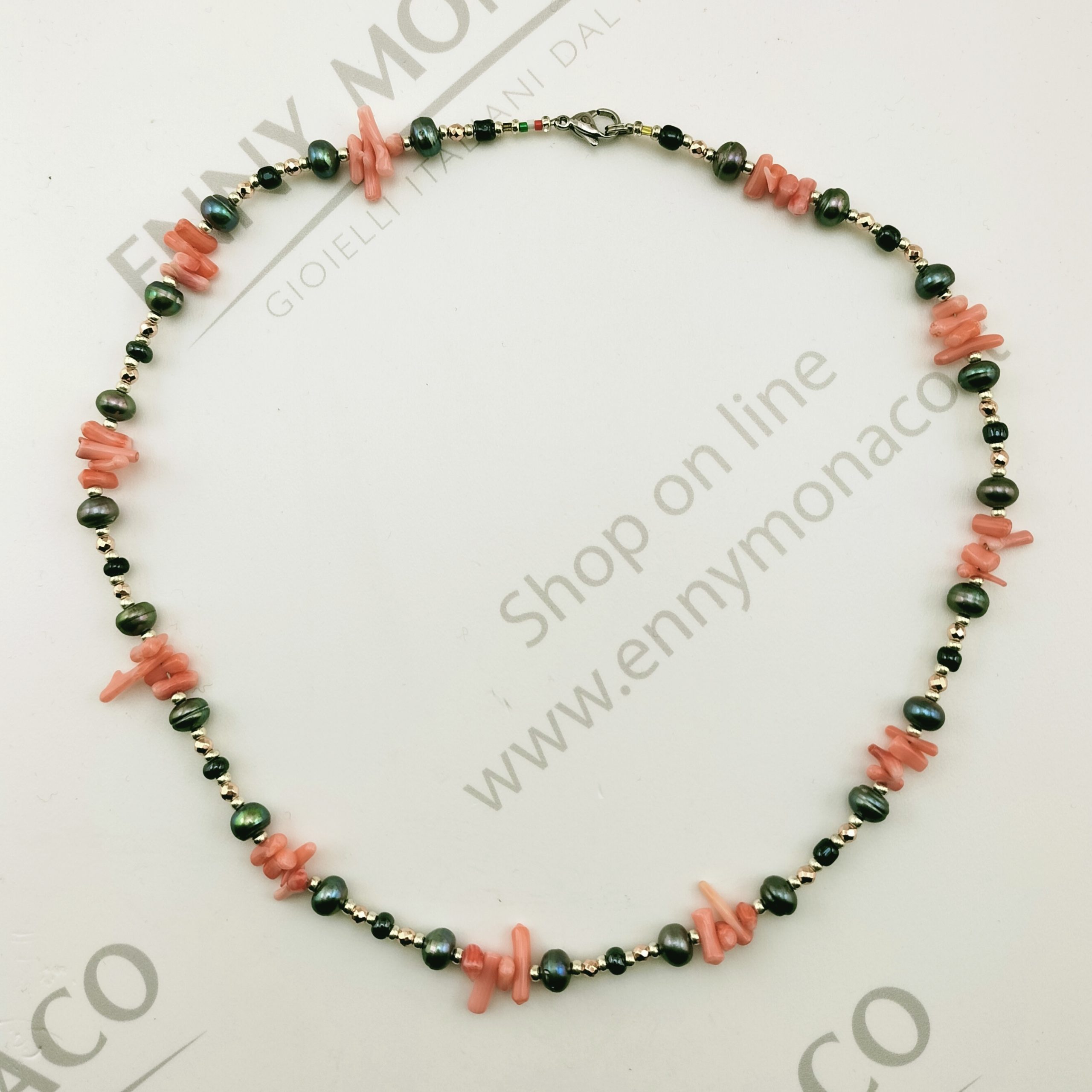 girocollo ematite 6mm murano rosa