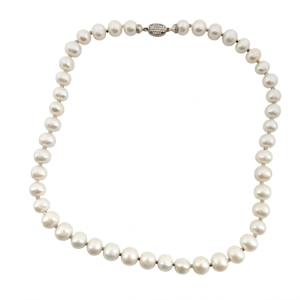 COLLANA PERLA COLTIVATA 9/10 mm ZIRCONI COLLANA PERLA COLTIVATA 9/10 mm ZIRCONI