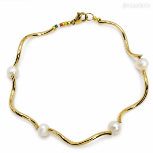 bracciale ricciolo ottone dorato perle coltivate