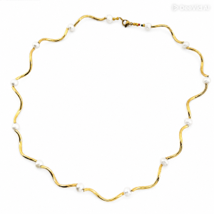 collana ricciolo ottone dorato perle coltivate