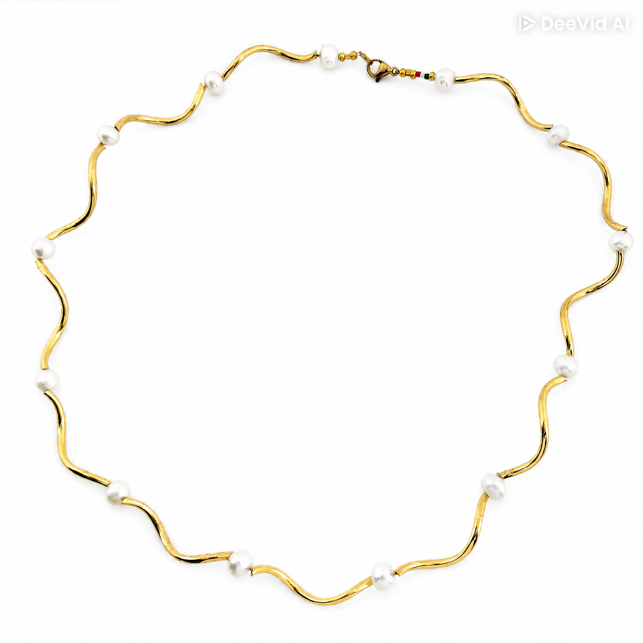 COLLANA RICCIOLO OTTONE DORATO PERLE COLTIVATE COLLANA RICCIOLO OTTONE DORATO PERLE COLTIVATE