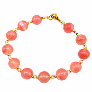 bracciale 10mm rosa quarzo iridato