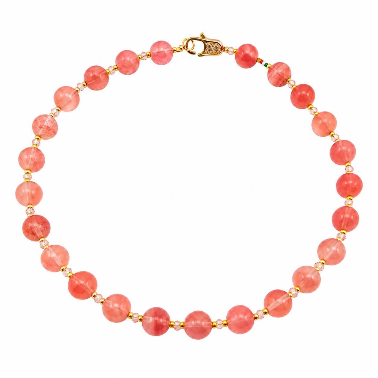 COLLANA 10mm ROSA QUARZO IRIDATO
