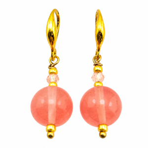orecchini 10mm rosa quarzo iridato