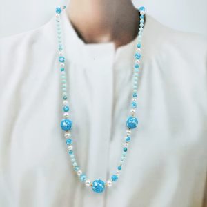 girocollo boule 20mm celeste marmorizzato sunpearl