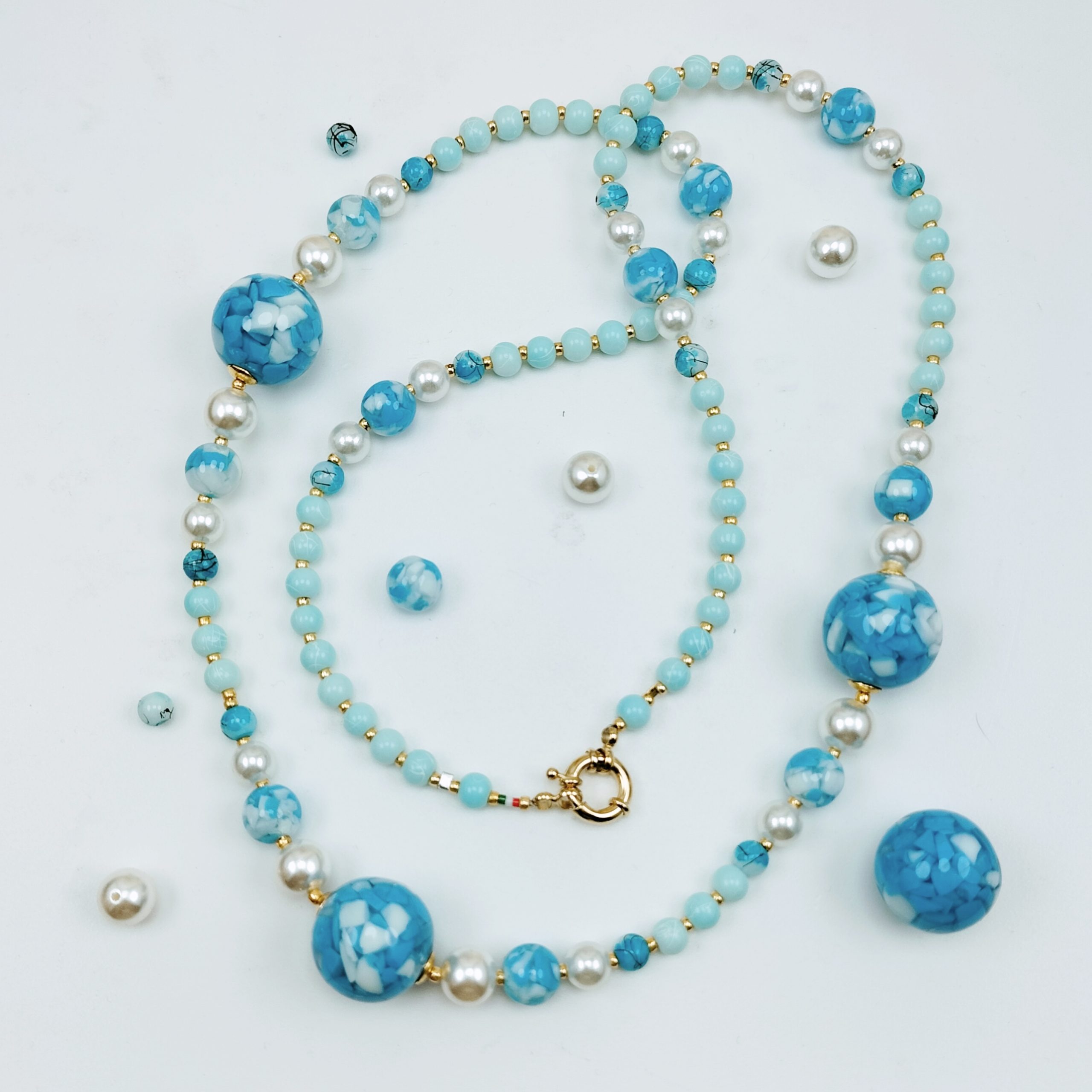 girocollo boule 20mm celeste marmorizzato sunpearl