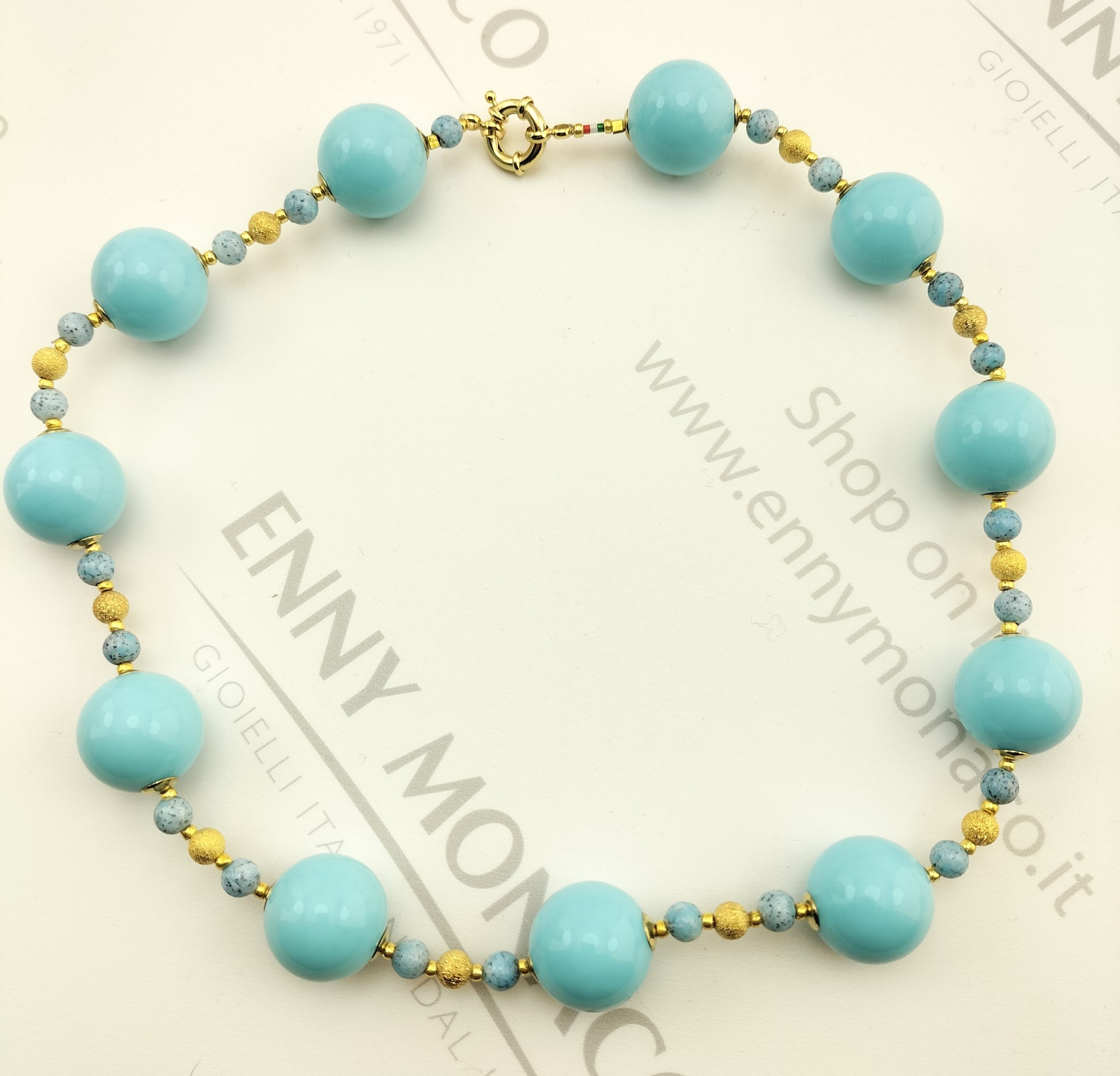 girocollo resinplex celeste boule satinata 24kt