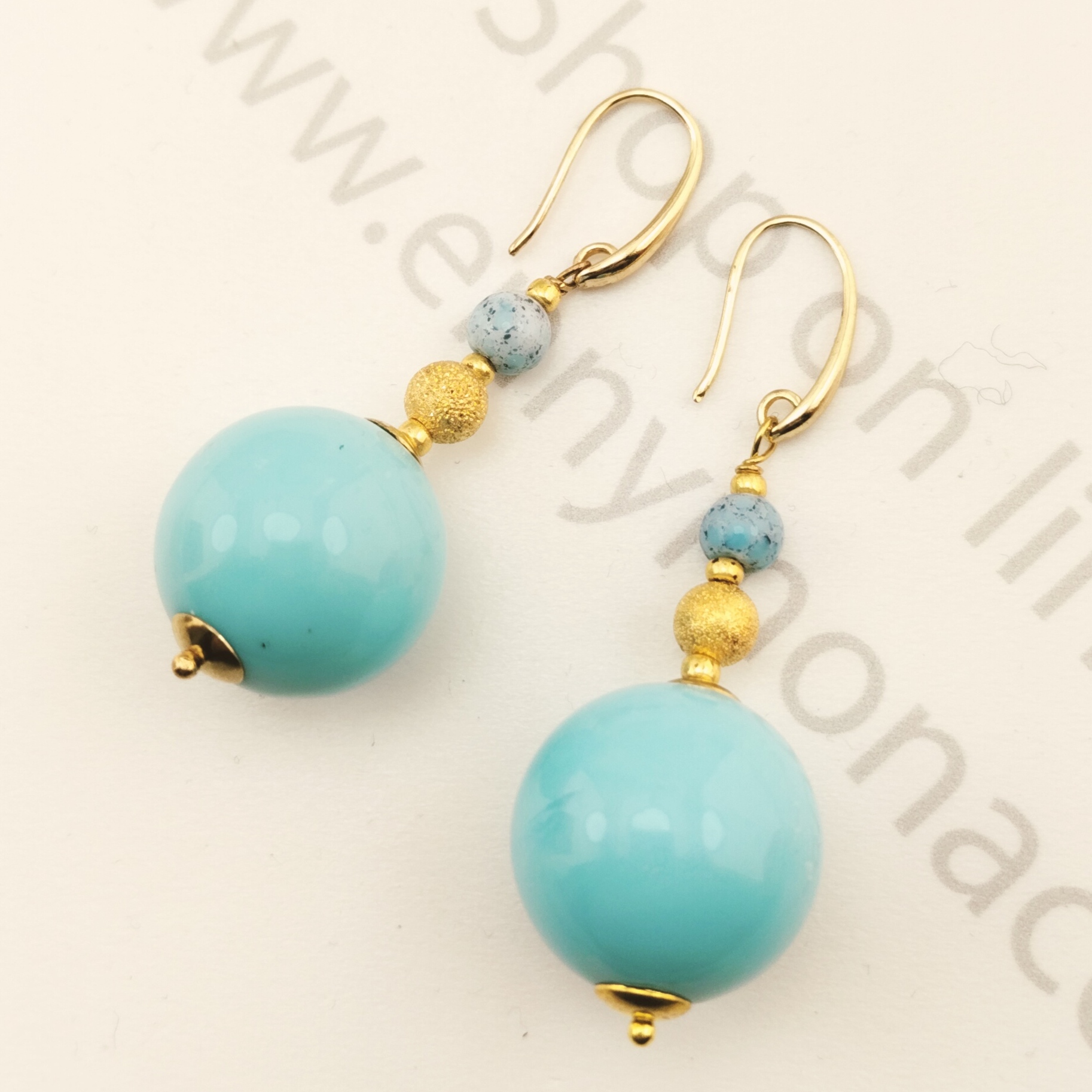 orecchini amo resinplex celeste boule satinata 24kt