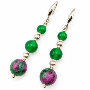 orecchini zoisite perle murano rodiati
