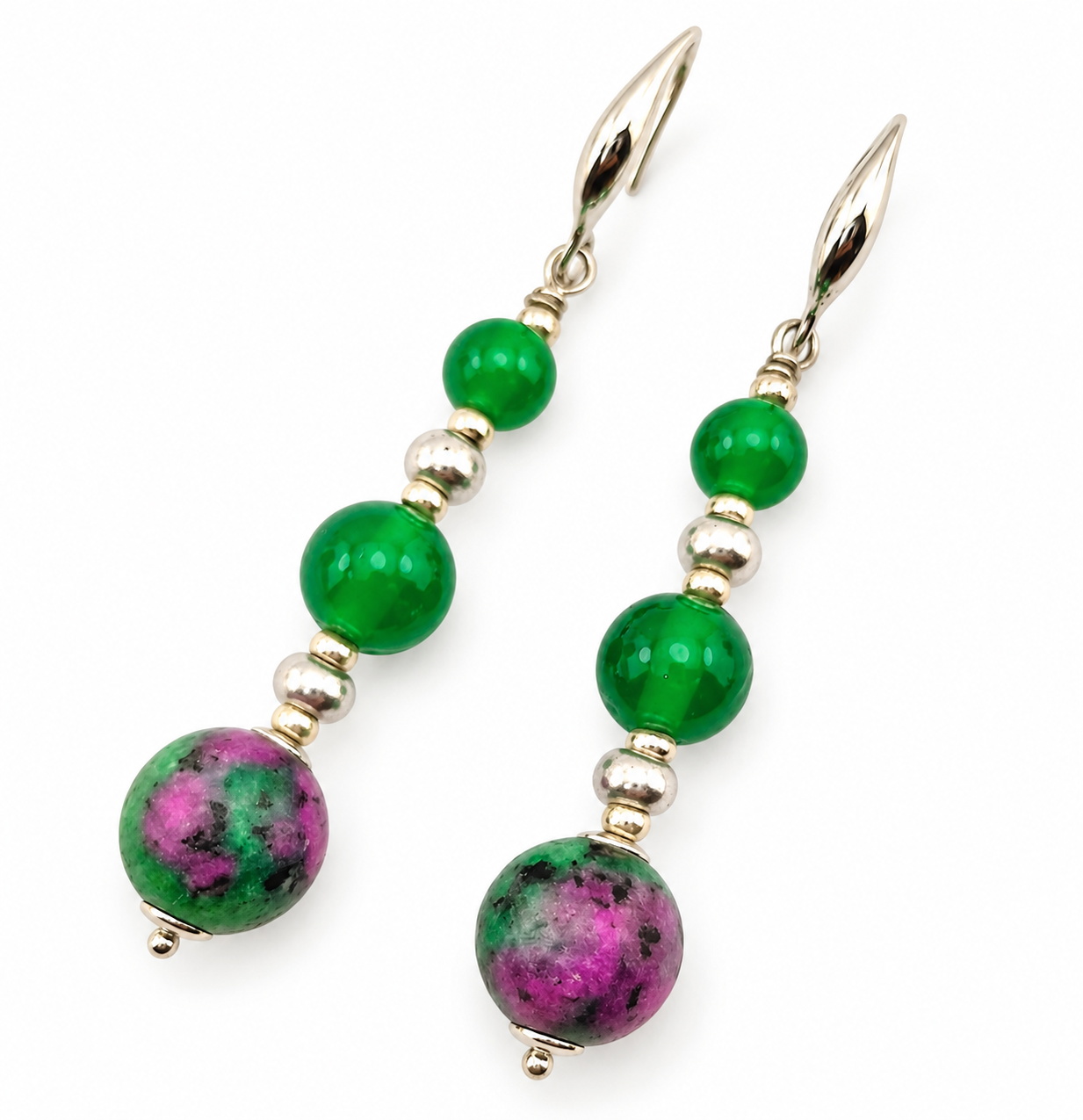ORECCHINI ZOISITE PERLE MURANO RODIATI ORECCHINI ZOISITE PERLE MURANO RODIATI