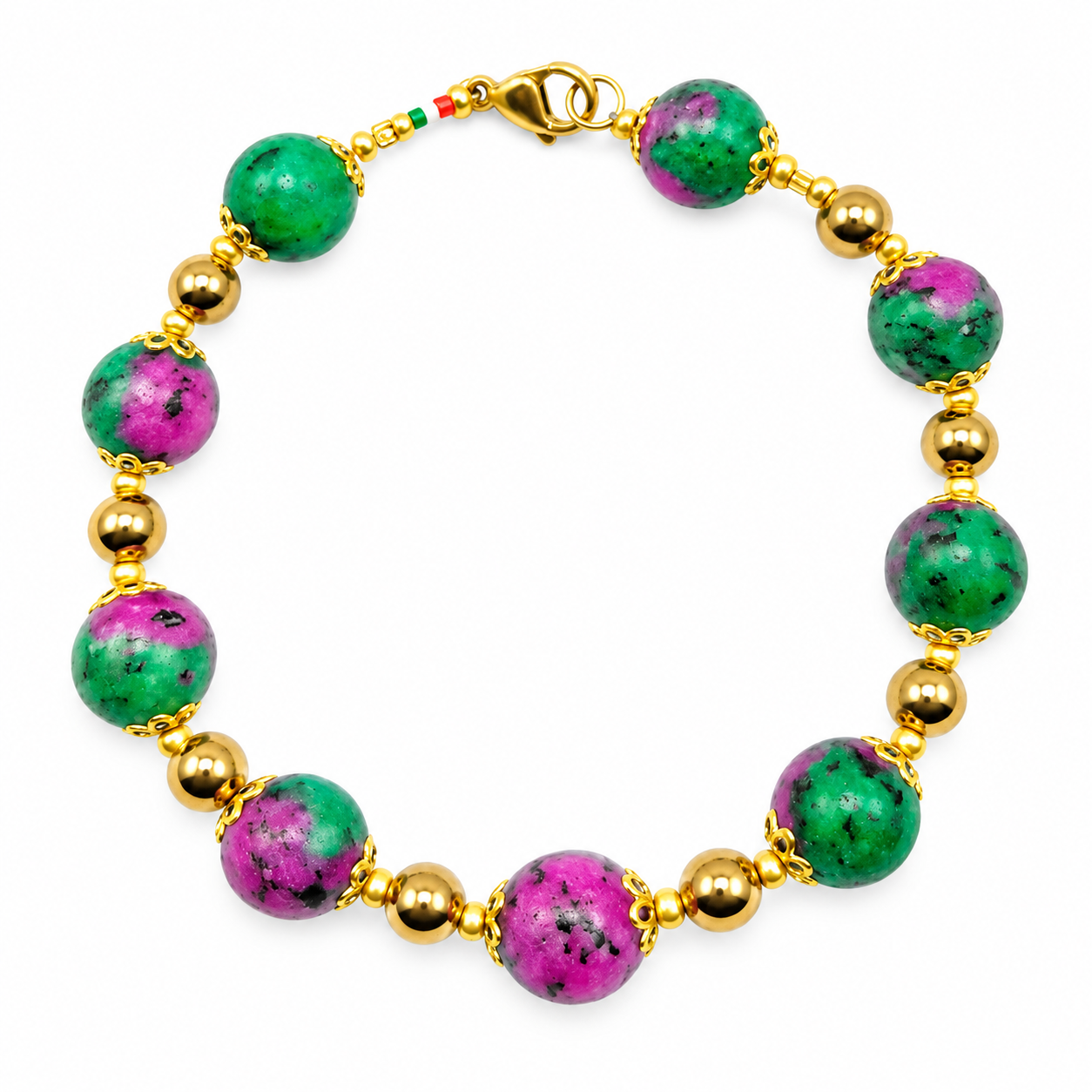 BRACCIALE ZOISITE 10mm BOULE EMATITE DORATA BRACCIALE ZOISITE 10mm BOULE EMATITE DORATA