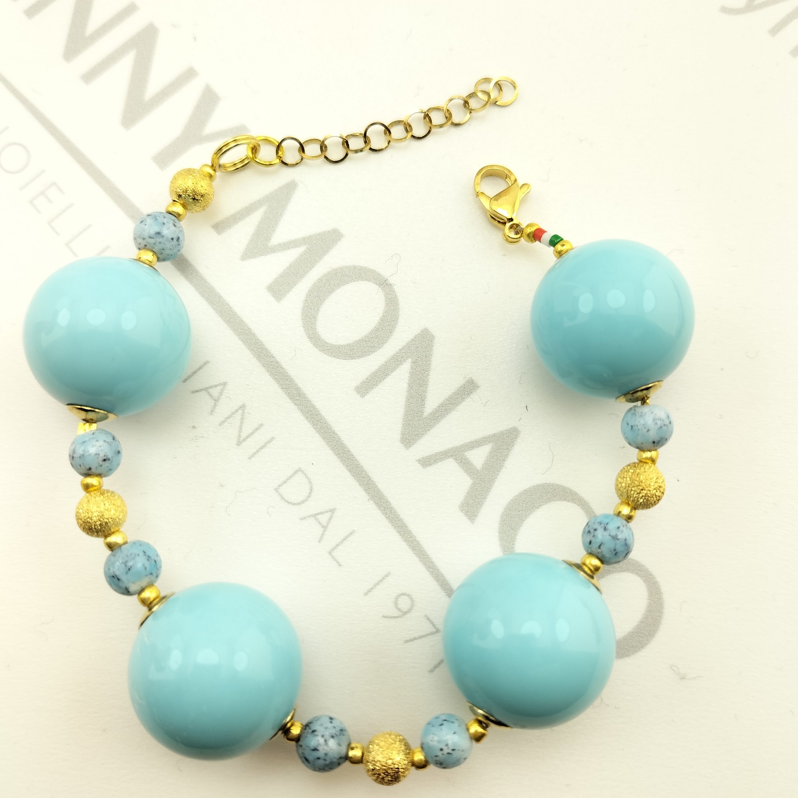 BRACCIALE RESINPLEX CELESTE BOULE SATINATA 24KT BRACCIALE RESINPLEX CELESTE BOULE SATINATA 24KT