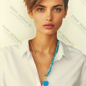 collana pepite aulite cuore turchese naturale