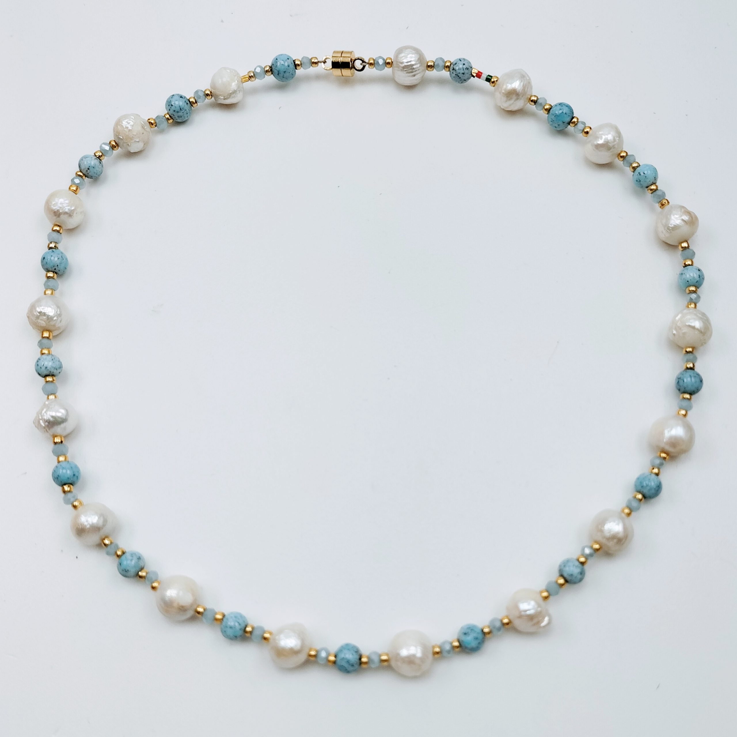 COLLANA PERLE COLTIVATE BOULE MURANO CELESTI COLLANA PERLE COLTIVATE BOULE MURANO CELESTI