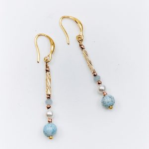 orecchini tubetti murano celeste