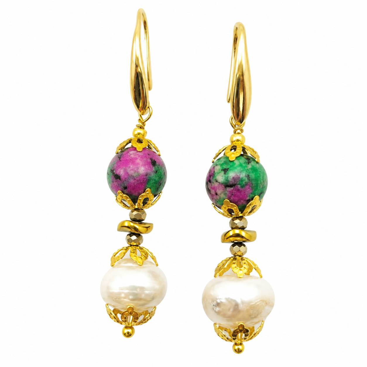 ORECCHINI ZOISITE COPPETTE FILIGRANA PERLE SCARAMAZZE ORECCHINI ZOISITE COPPETTE FILIGRANA PERLE SCARAMAZZE
