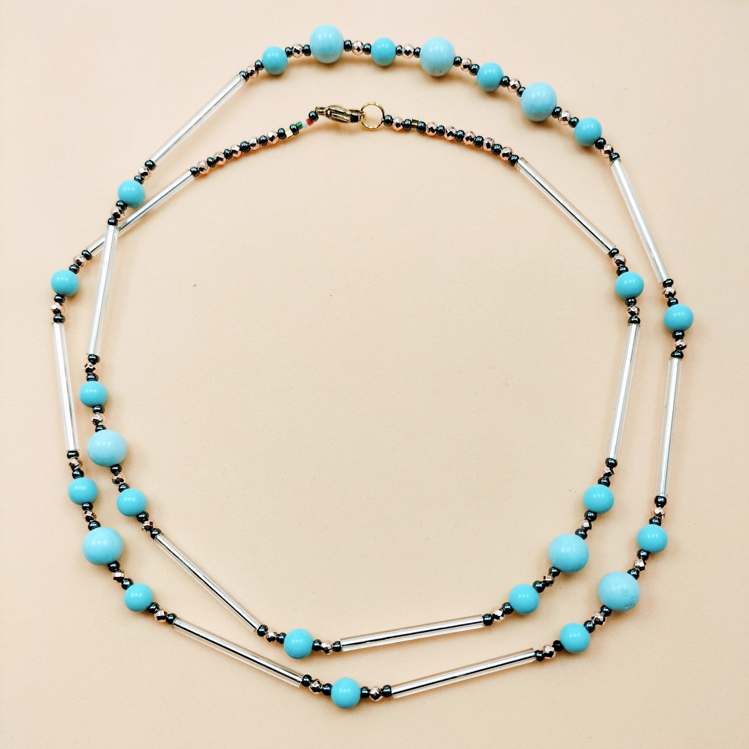 COLLANA TUBETTI MURANO ARGENTO PASTA TURCHESE COLLANA TUBETTI MURANO ARGENTO PASTA TURCHESE