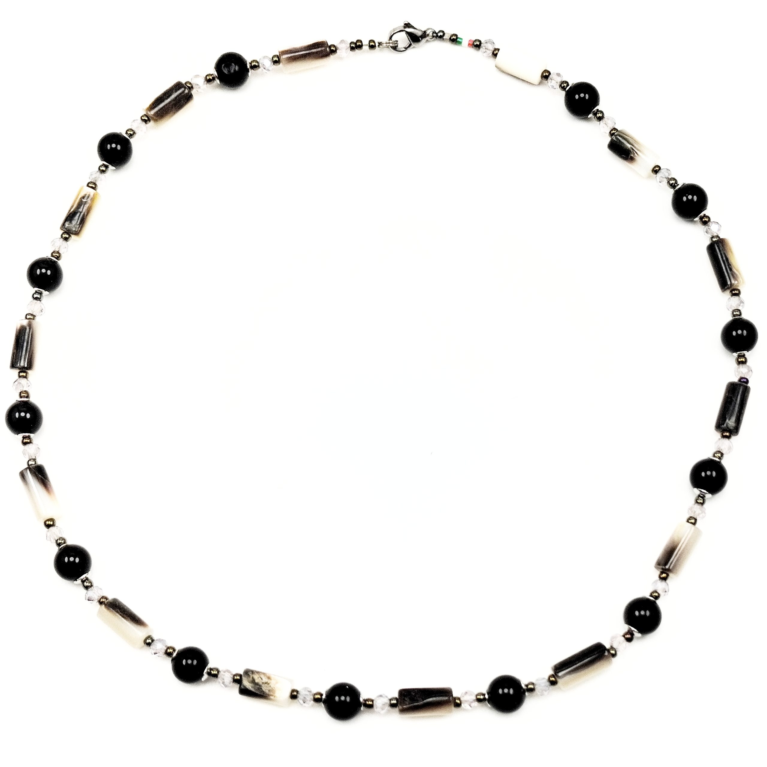 COLLANA TUBETTI MADREPERLA ONICE RODIATA COLLANA TUBETTI MADREPERLA ONICE RODIATA