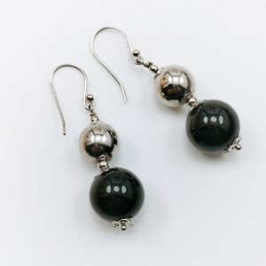 orecchino onice 14mm argento 925/oo