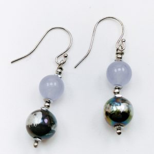 orecchino agata 8mm argento 925/00