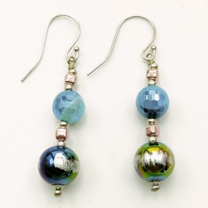 orecchini argento cristalli iridati blu