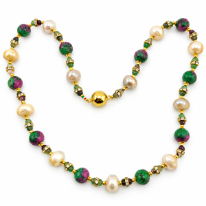 collana zoisite intercalata scaramazza rondelle swarovski
