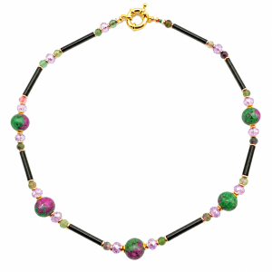 collana zoisite tubetti lunghi murano nero
