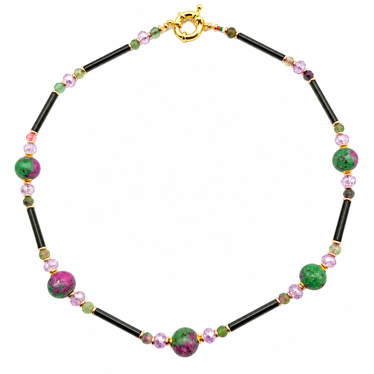 COLLANA ZOISITE TUBETTI LUNGHI MURANO NERO COLLANA ZOISITE TUBETTI LUNGHI MURANO NERO