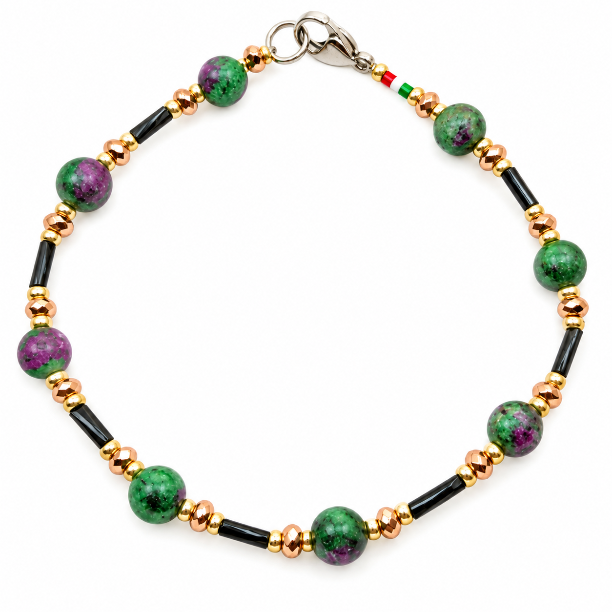 BRACCIALE ZOISITE TUBETTI MURANO BRACCIALE ZOISITE TUBETTI MURANO