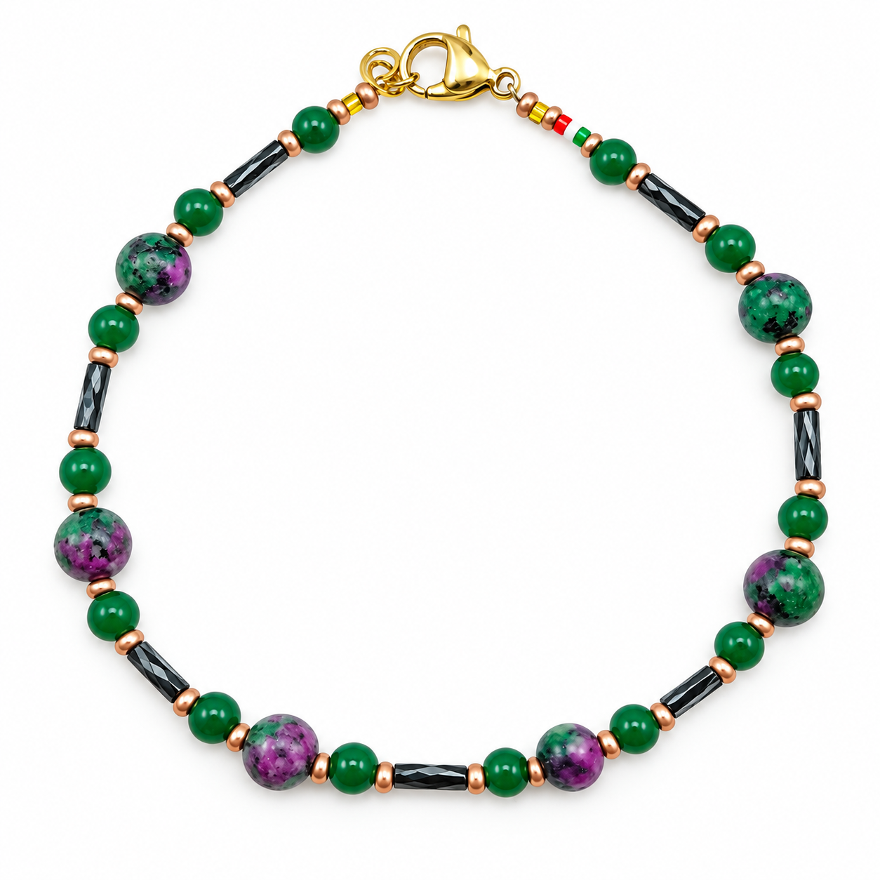 BRACCIALE ZOISITE TUBETTI MURANO NERO BRACCIALE ZOISITE TUBETTI MURANO NERO