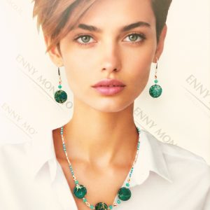 collana con 5 dischi in crisocolla 5 cialde onice