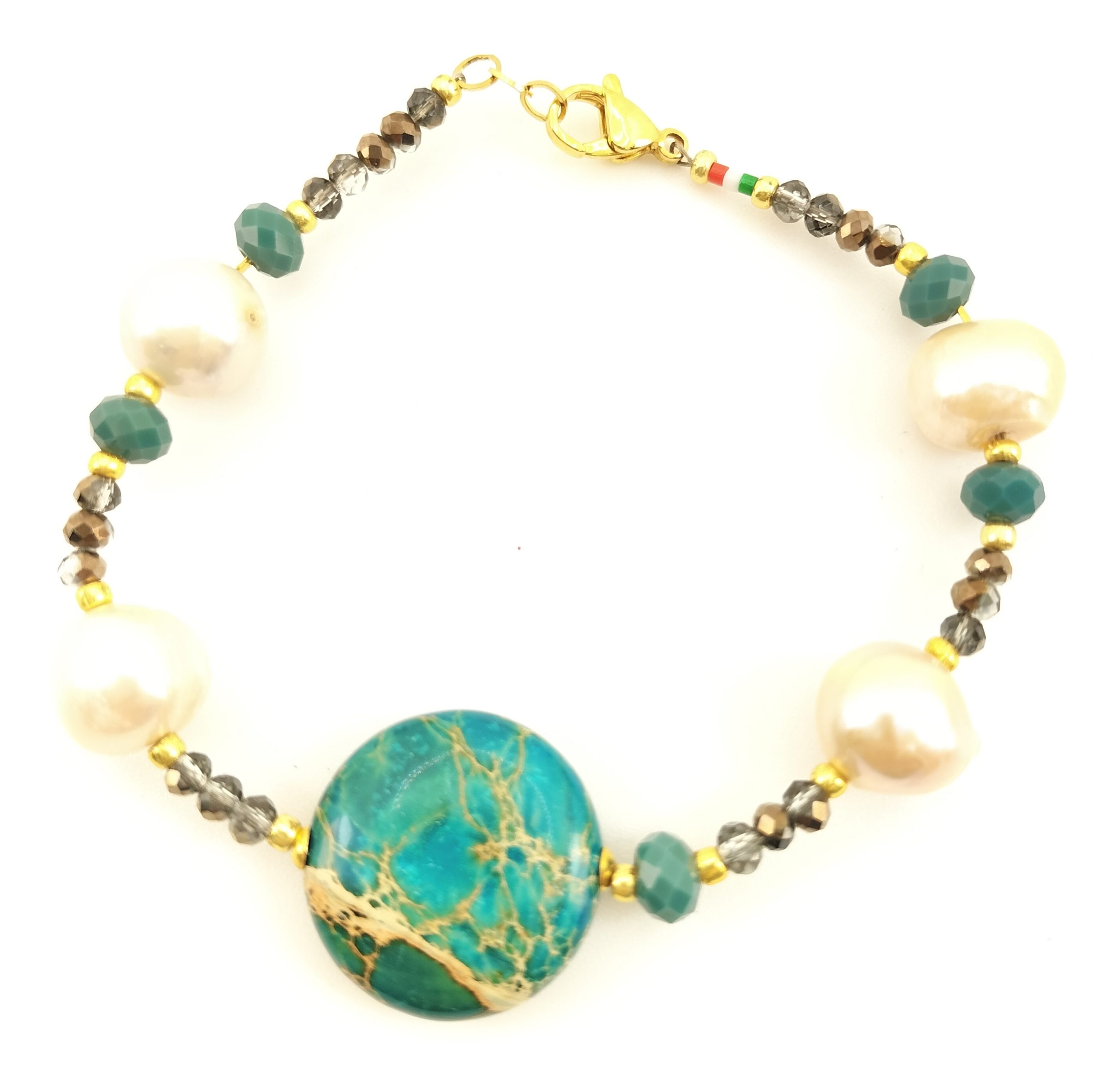 BRACCIALE CRISOCOLLA PERLE COLTIVATE BRACCIALE CRISOCOLLA PERLE COLTIVATE