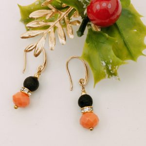 orecchini onice cristallo arancio