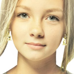 orecchino amo filo ottone dorato orsacchiotto
