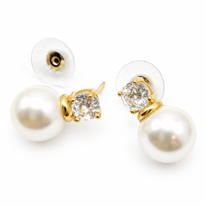 orecchini perno zircone perla di guscio 12mm