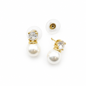 orecchini perno zircone perla di guscio 10mm
